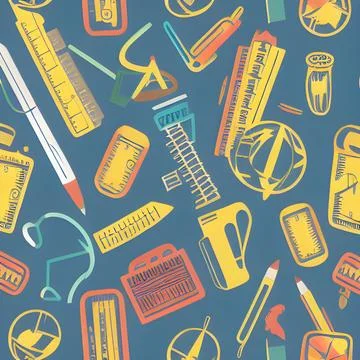 School abstract random seamless, pattern element vintage design wallpaper 스톡 일러스트