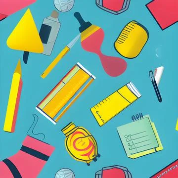School abstract random seamless, pattern element vintage design wallpaper Stock Illustration