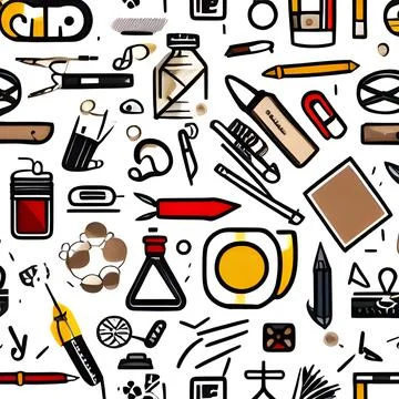 School abstract random seamless, pattern element vintage design wallpaper Stock Illustration