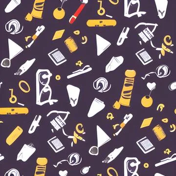 School abstract random seamless, pattern element vintage design wallpaper Stock Illustration