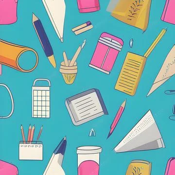 School abstract random seamless, pattern element vintage design wallpaper イラスト素材
