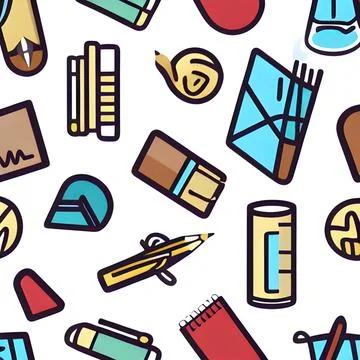 School abstract random seamless, pattern element vintage design wallpaper Illustrazione stock