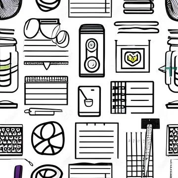 School abstract random seamless, pattern element vintage design wallpaper イラスト素材