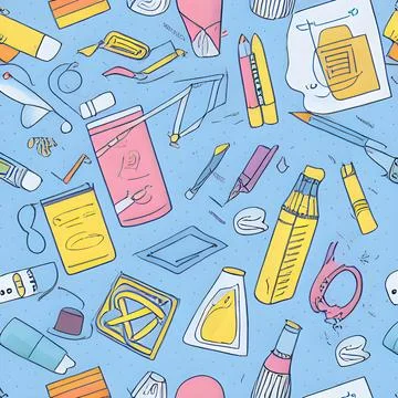 School abstract random seamless, pattern element vintage design wallpaper Illustrazione stock