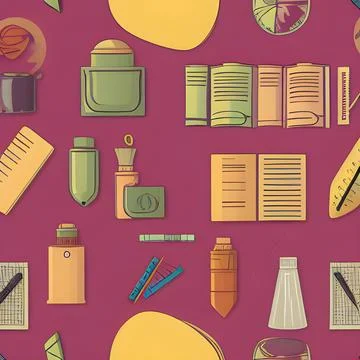 School abstract random seamless, pattern element vintage design wallpaper Stock Illustration