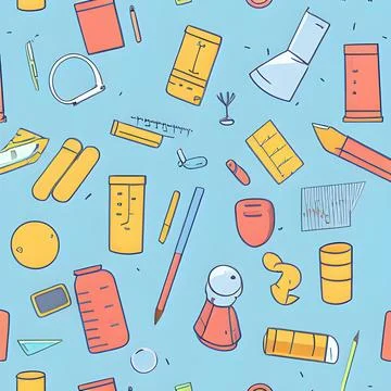 School abstract random seamless, pattern element vintage design wallpaper Stock Illustration