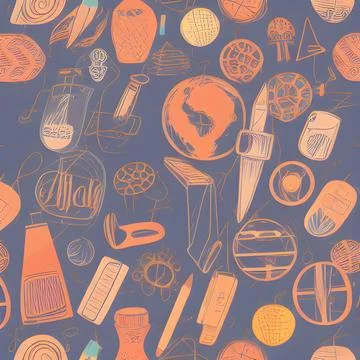 School abstract random seamless, pattern element vintage design wallpaper Stock Illustration