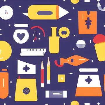 School abstract random seamless, pattern element vintage design wallpaper 스톡 일러스트