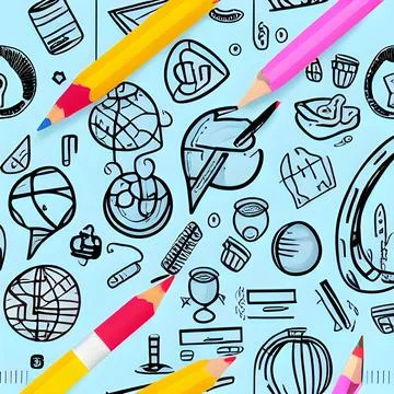 School abstract random seamless, pattern element vintage design wallpaper Stock Illustration