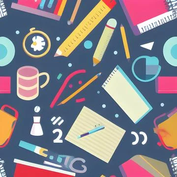School abstract random seamless, pattern element vintage design wallpaper Stock Illustration