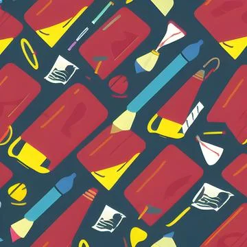 School abstract random seamless, pattern element vintage design wallpaper 库存插图