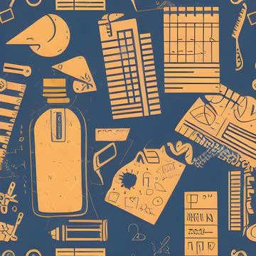 School abstract random seamless, pattern element vintage design wallpaper Stock Illustration