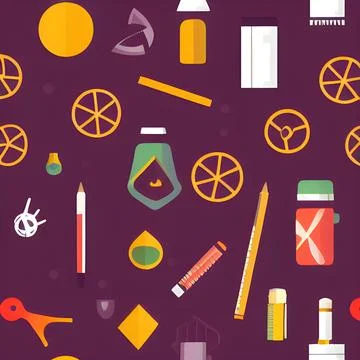 School abstract random seamless, pattern element vintage design wallpaper Stock Illustration