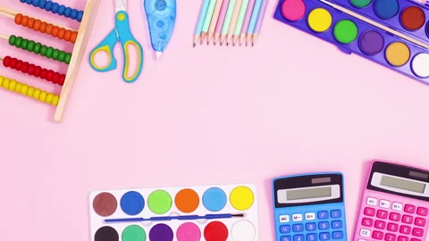 School accessories appear and make back to school frame for text . Stop motion 스톡 동영상 156987840