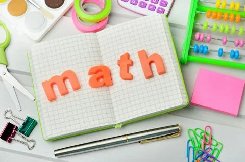 School accessories on table Stock Photos