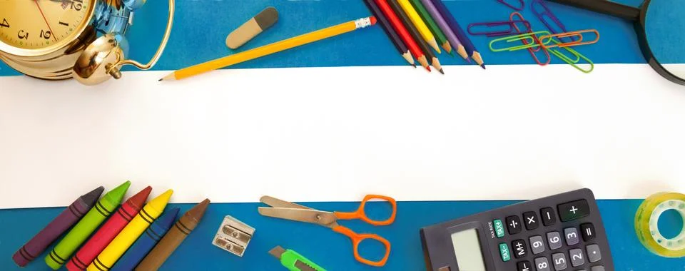 School accessories,empty space for text Stock Photos