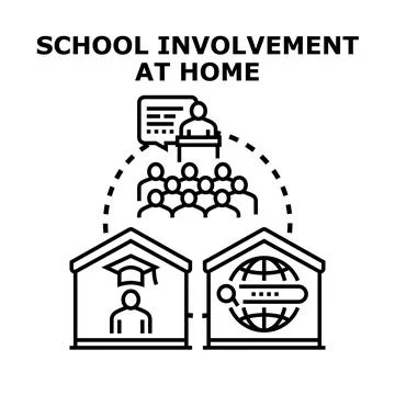 School activities involvement learning from home concept Stock Illustration