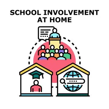 School activities involvement learning from home concept Stock Illustration