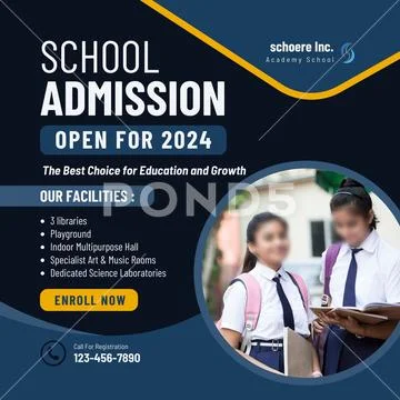 School admission open for 2024 with facilities highlighted PSD Template