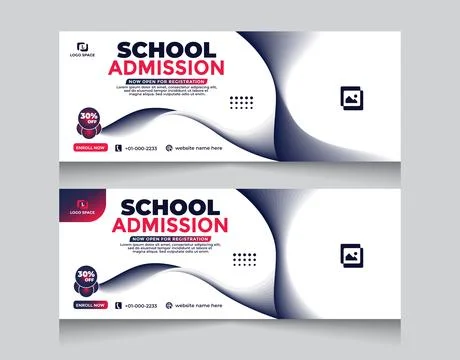 School admissions web banner design set, creative education banner Stock Illustration