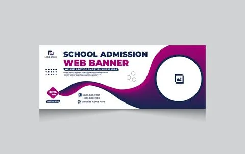 School admissions web banner set, creative ads, education banner, Stock Illustration
