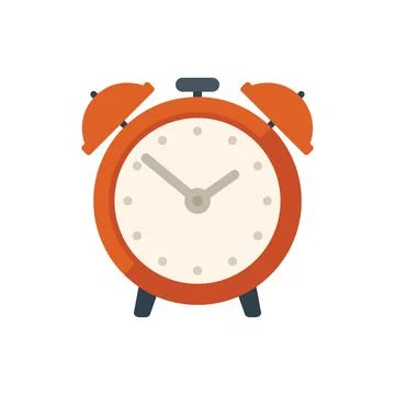 School alarm clock icon flat vector. Test exam Stock Illustration