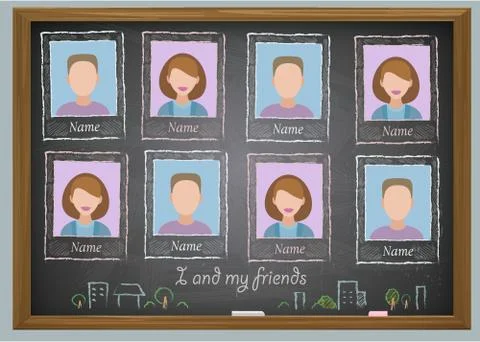 School album yearbook and chalkboard Stock Illustration
