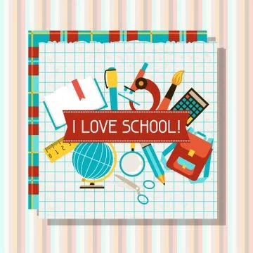 School and education background with sticky papers Stock Illustration