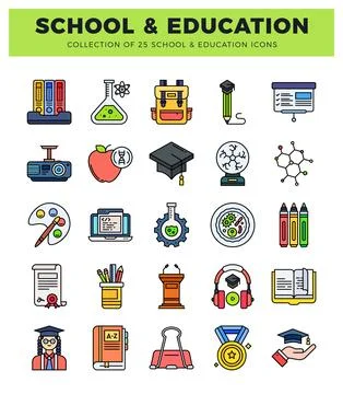 School and education icon set on a white background Stock Illustration