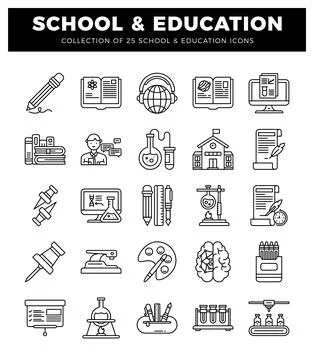 School and Education Icon Set for Learning Stock Illustration