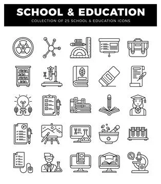 School and Education Icon Set Chemistry and Science Concepts イラスト素材