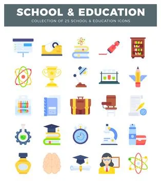 School and education icons for learning. science. and achievement Stock Illustration