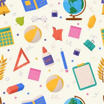 School and education related objects seamless pattern. Vector illustration. Stock Illustration