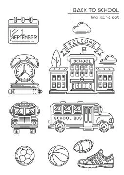 School and Education vector line icons set Stock Illustration