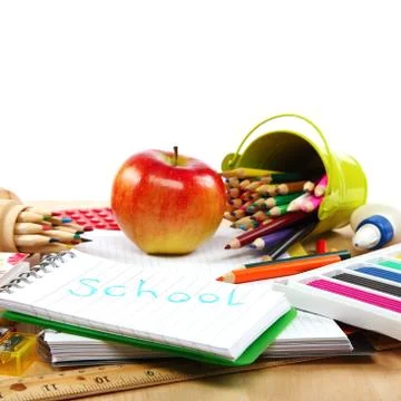 School and office supplies. Back to school. Stock Photos