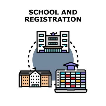 School and registration process for education concept Illustrazione stock