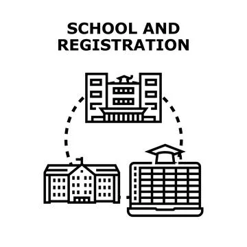 School and registration process for education concept Stock Illustration