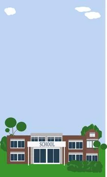 School and school yard with blank background, copy space for education concep Stock Illustration