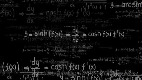School and university notes on equations and formulas of logarithms, derivatives Stock Footage 324062076
