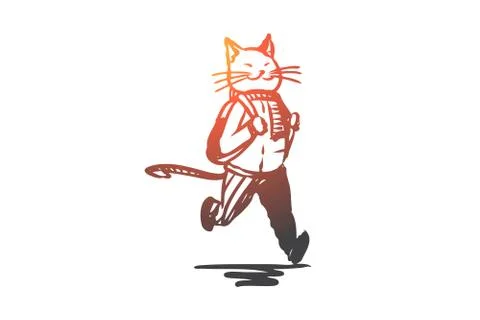 School, animal, fun, study, character concept. Hand drawn isolated vector. Stock Illustration