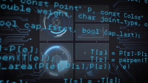 In school, animation of futuristic digital interface with coding and data Stock Footage 305010659