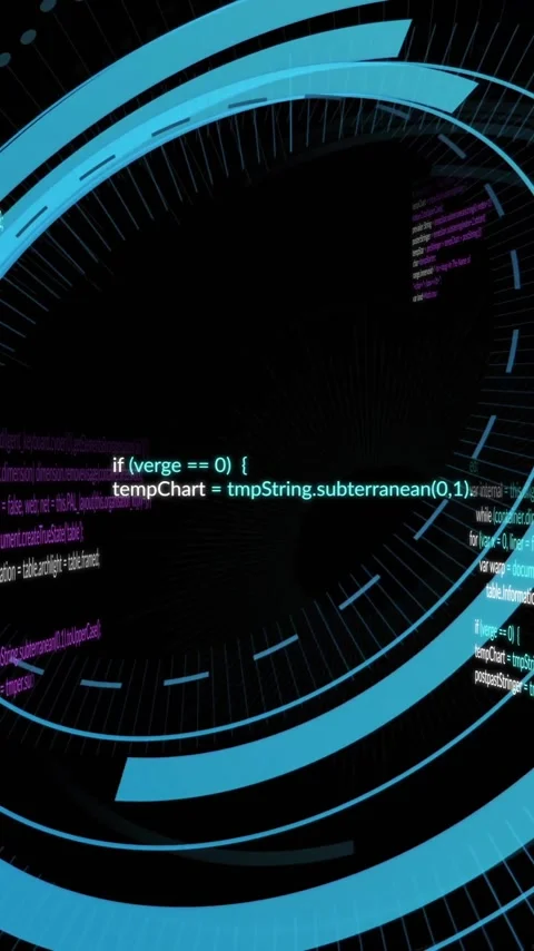 In school, animation of rotating digital code with blue and purple elements Stock Footage 319727756