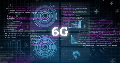 In school, animation showing 6G text with digital data and coding graphics Stock Footage 304645129