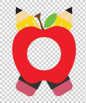 School Apple With Crossed Pencils Frame Stock Illustration