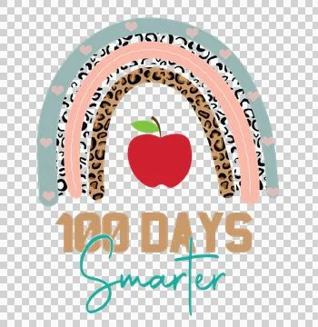 School Apple Rainbow arching leopard print hearts decorative Stock Illustration