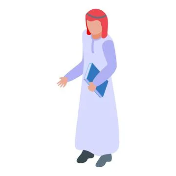 School arab boy icon isometric vector. Student online Stock Illustration
