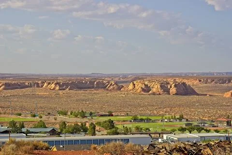 School Athletic Fields In High Desert Of Arizona Stock Photos