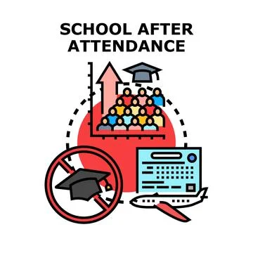 School attendance concept with learning opportunity and travel Stock Illustration