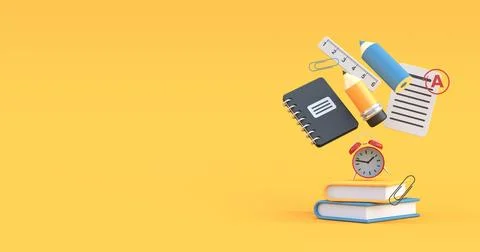 School background with best grades 3d render Stock Illustration