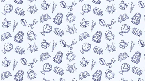 School background, hand drawn pattern of on a seamless loop Stock Footage 248642244